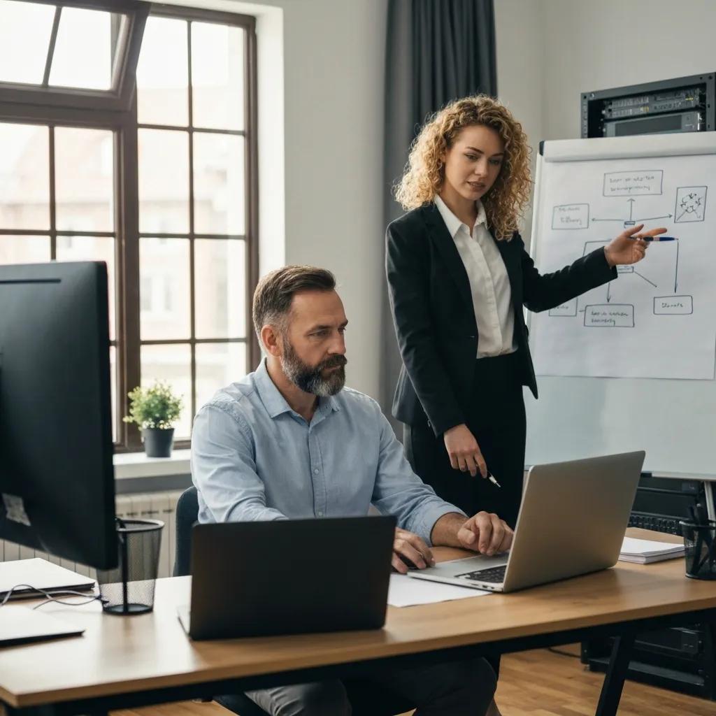 Small business owner reviewing managed IT options with a provider