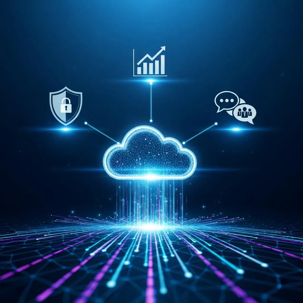 Cloud computing concept highlighting security and scalability benefits