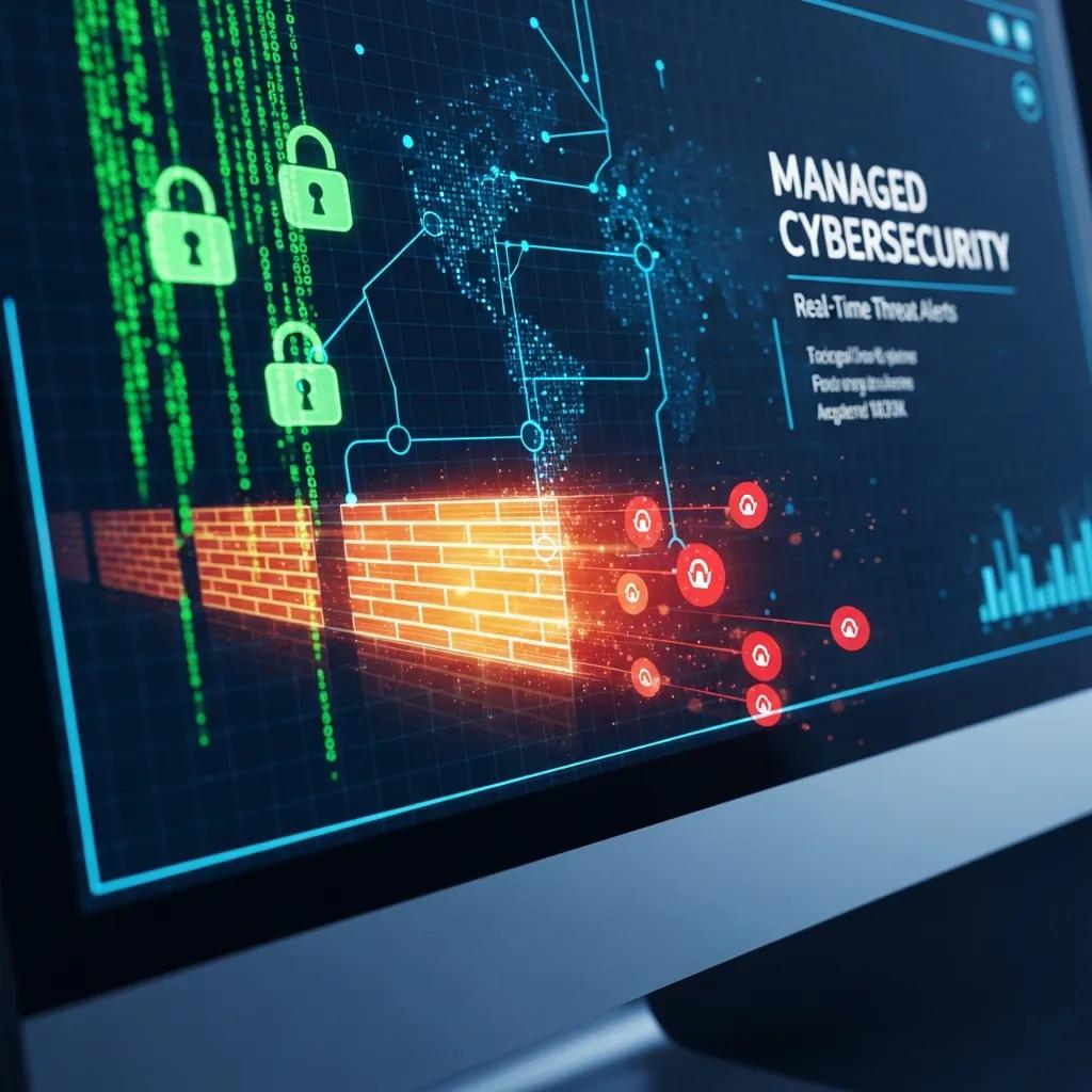 Computer screen showing cybersecurity software highlighting data protection benefits