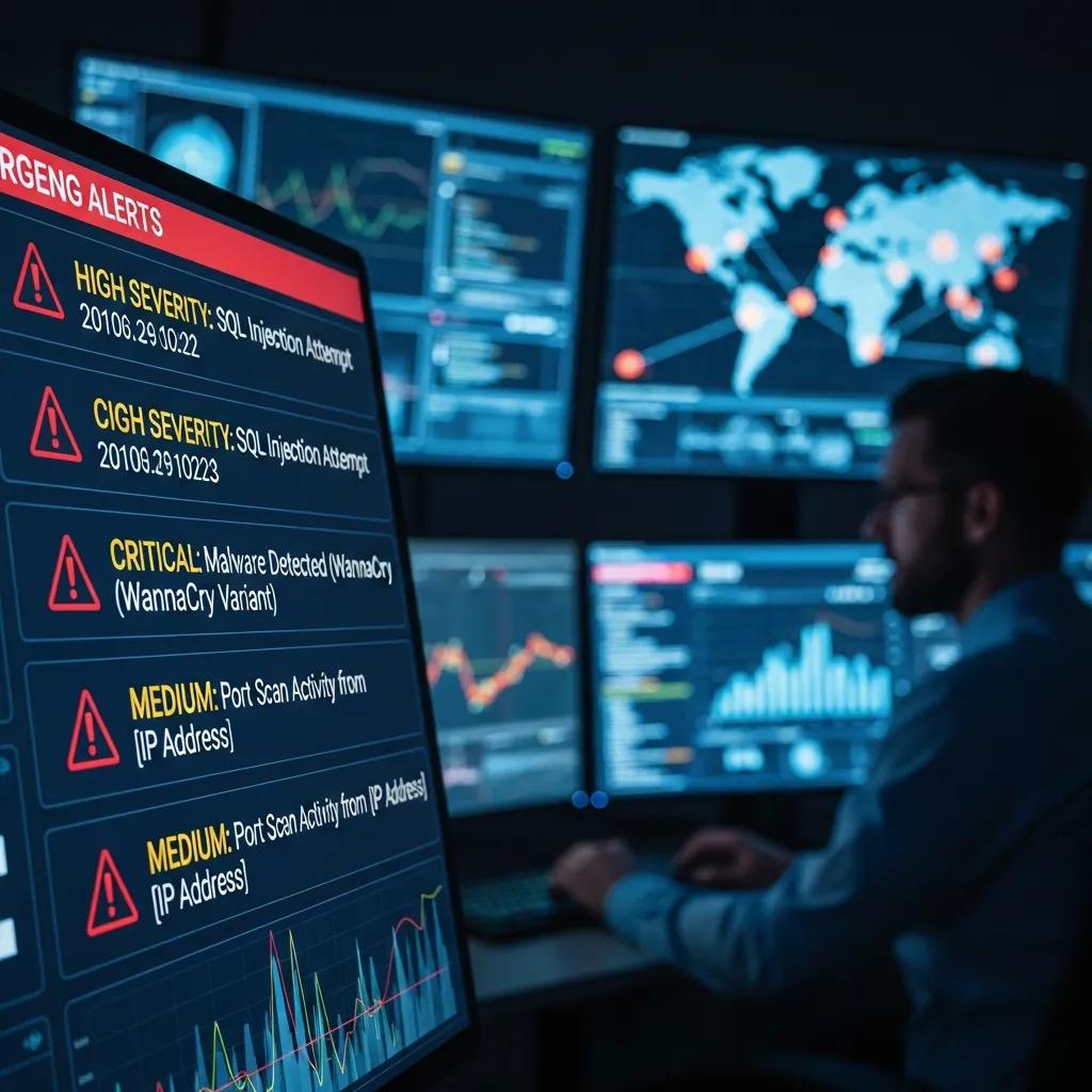 Security analyst monitoring intrusion detection alerts