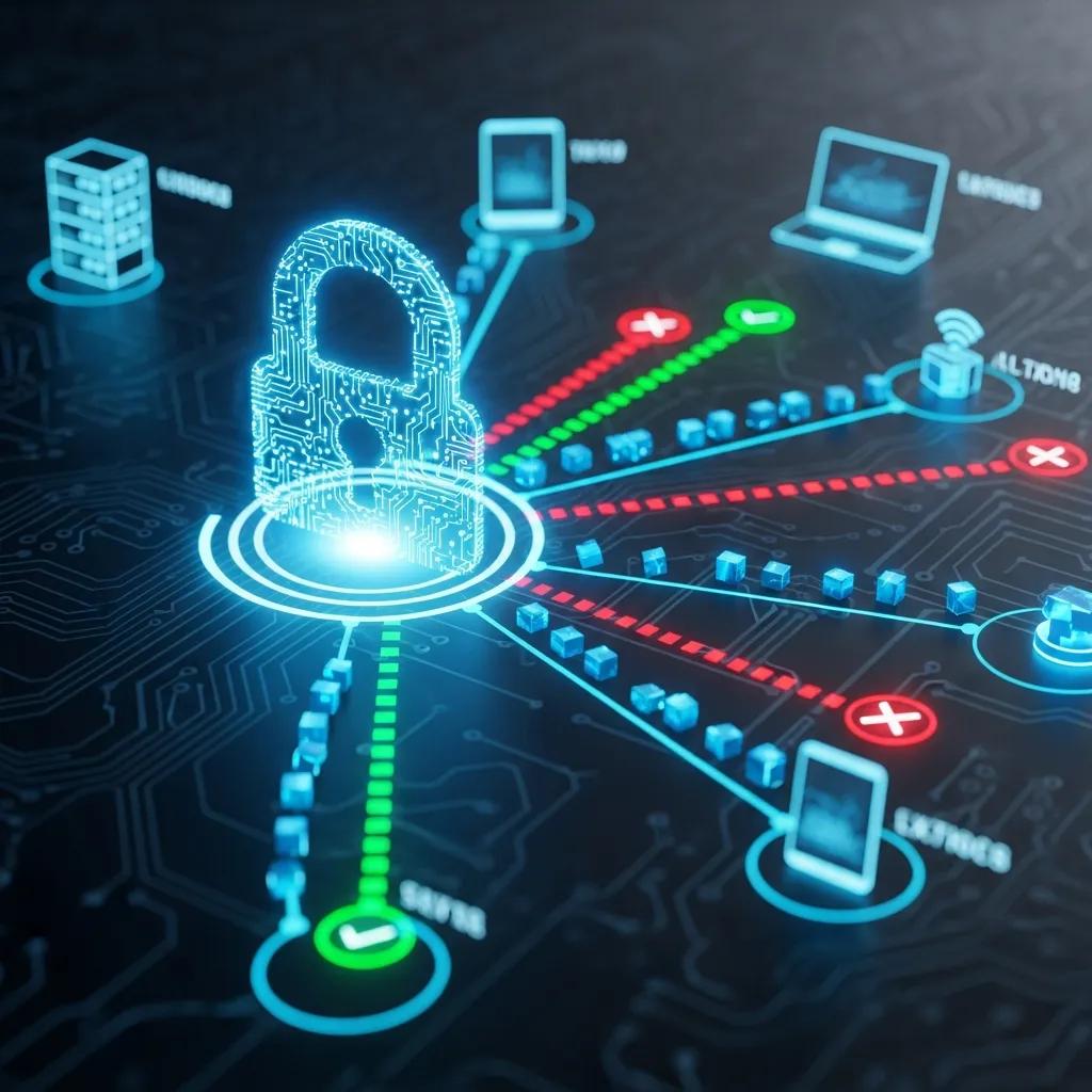 Graphic showing network access control and connected devices