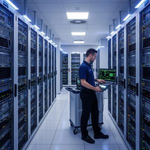 Modern server room showcasing advanced server management technology and efficient IT infrastructure