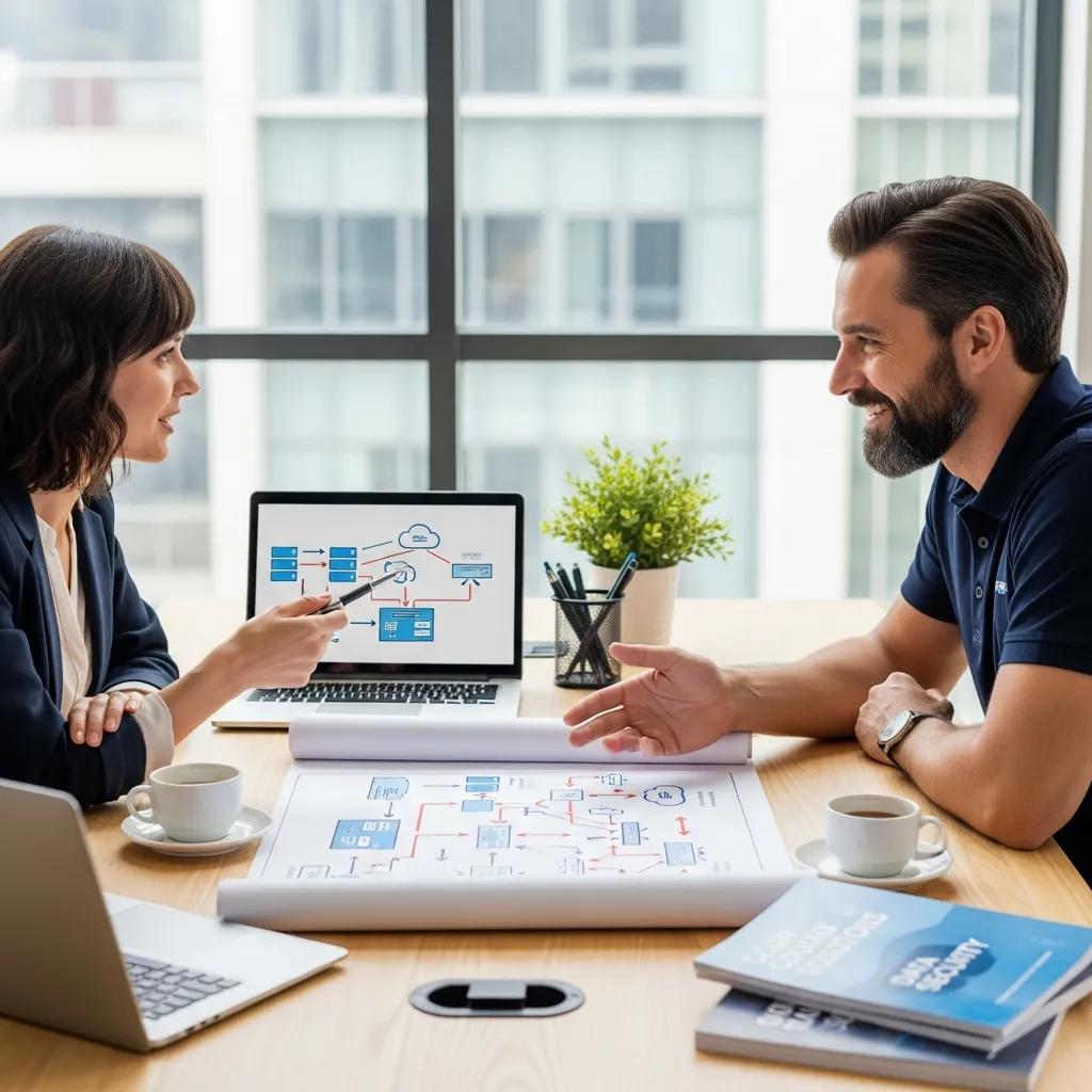 Small business owner consulting with managed IT services provider for growth