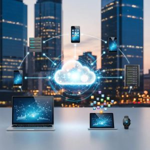 Visual representation of cloud computing transforming modern businesses