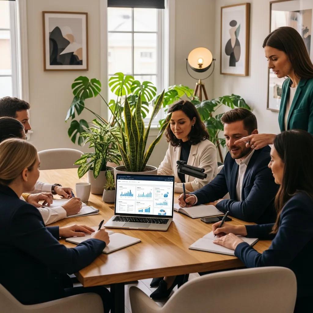 Colleagues reviewing cybersecurity challenges in an office